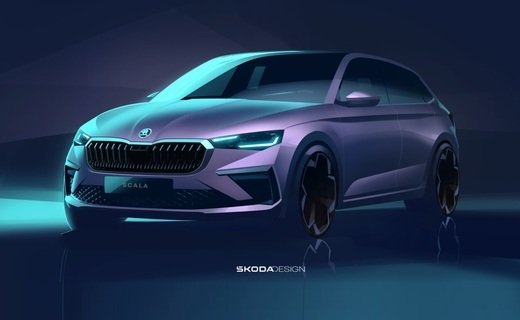 Компания Skoda опубликовала дизайн-скетчи обновлённых хэтчбека Scala и кроссовера Kamiq, которые представят 1 августа