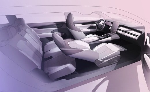 Компания Skoda показала эскизы интерьера нового семиместного электрического кроссовера Peaq